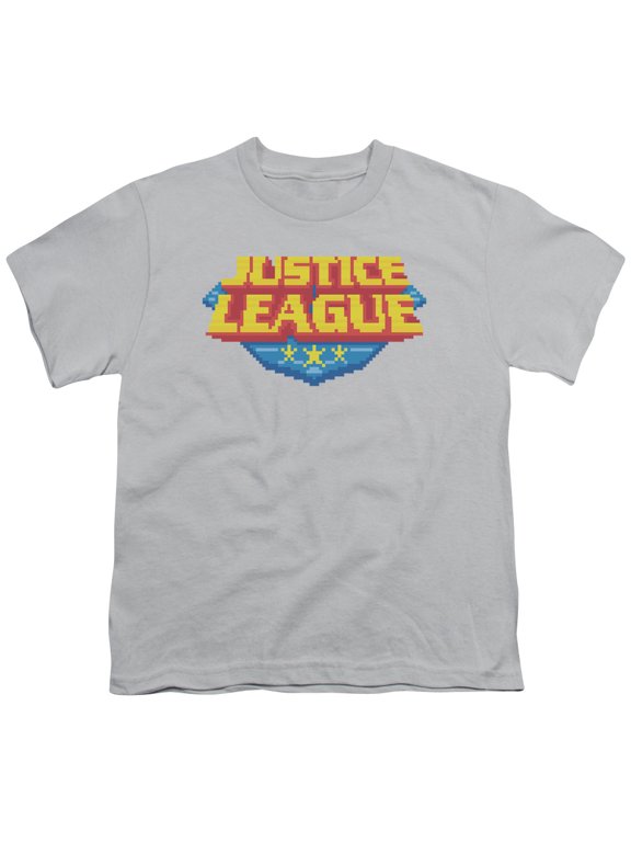Jla - 8 Bit Logo - Youth Short Sleeve Shirt - Large