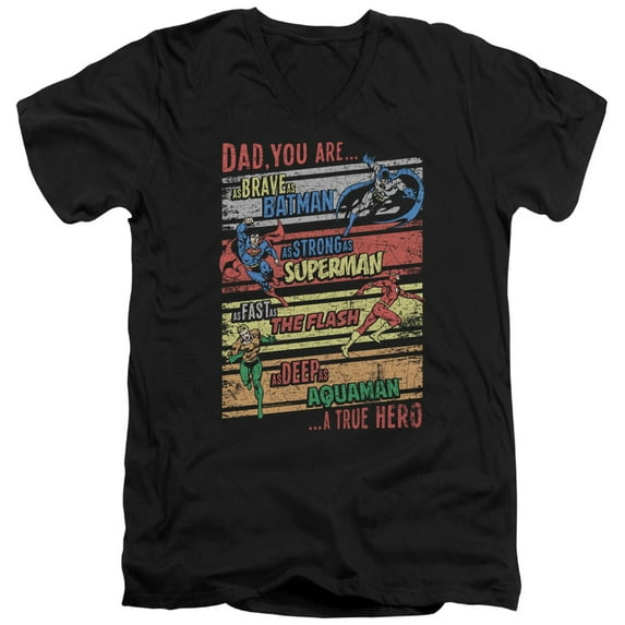 Jla - A True Hero - Slim Fit V Neck Shirt - X-Large