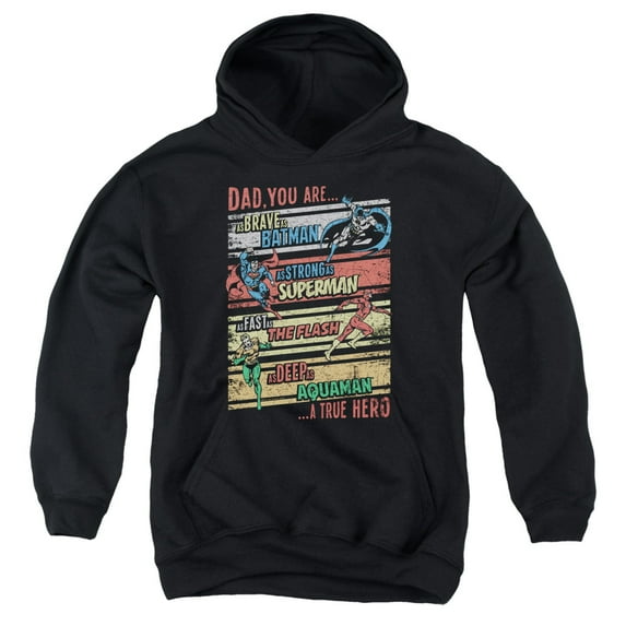 Jla - A True Hero - Youth Hooded Sweatshirt - X-Large
