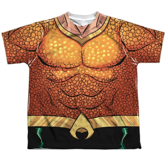 Jla - Aquaman Rebirth Uniform - Youth Short Sleeve Shirt - X-Large