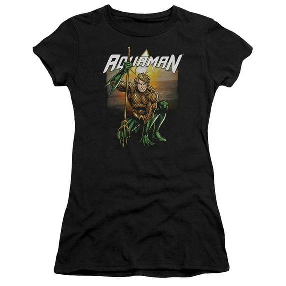 JLA Justice League Beach Sunset S/S Junior Women's T-Shirt Sheer Black