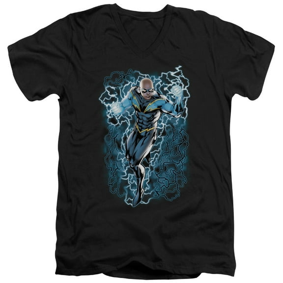 Jla - Black Lightning Bolts - Slim Fit V Neck Shirt - Medium