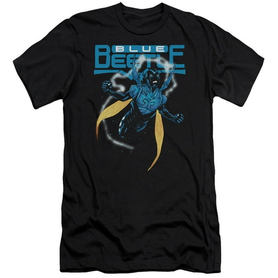 JLA Blue Beetle T-shirt Black Adult Unisex 100% Cotton Short Sleeve