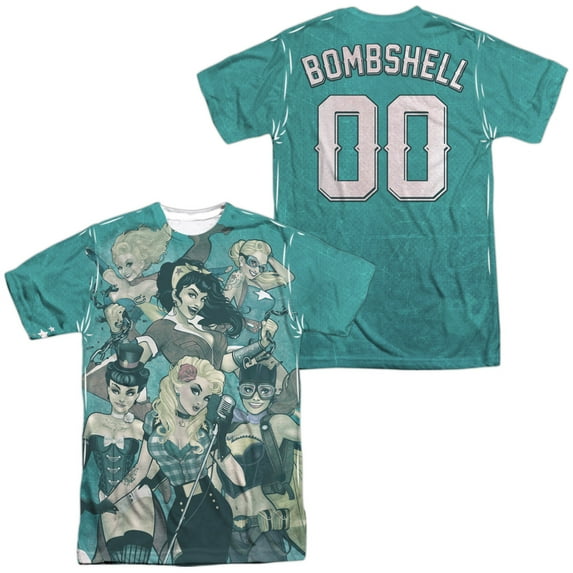 JLA Bombshell Group Unisex Adult Sublimated Costume T Shirt (Front/Back), Small Multicolor