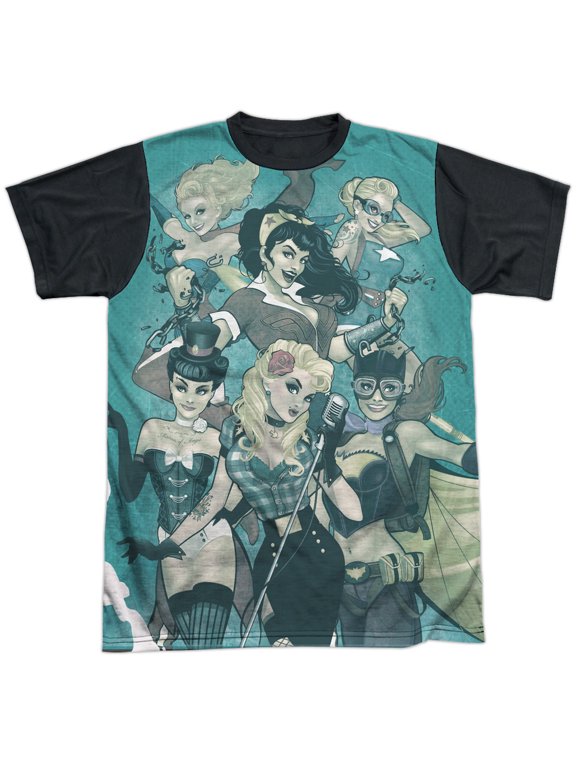 Jla - Bombshell Group - Short Sleeve Black Back Shirt - XXX-Large