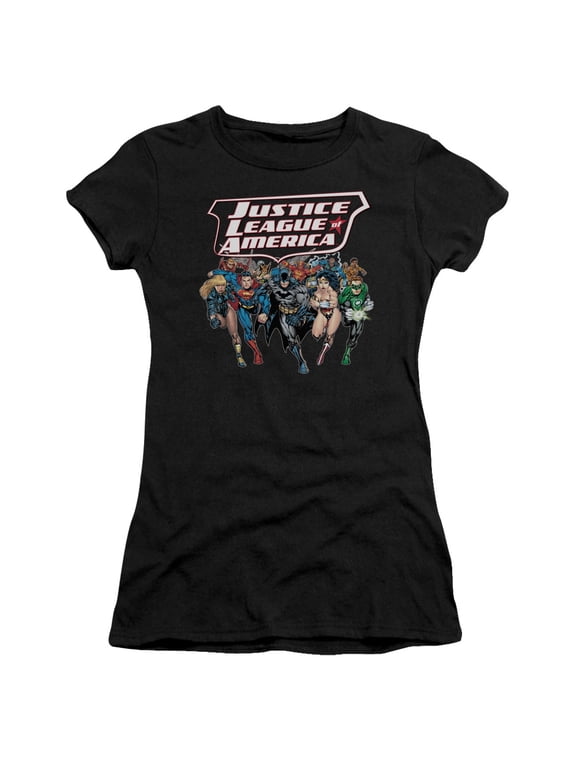 Jla - Charging Justice - Juniors Teen Girls Cap Sleeve Shirt - Large