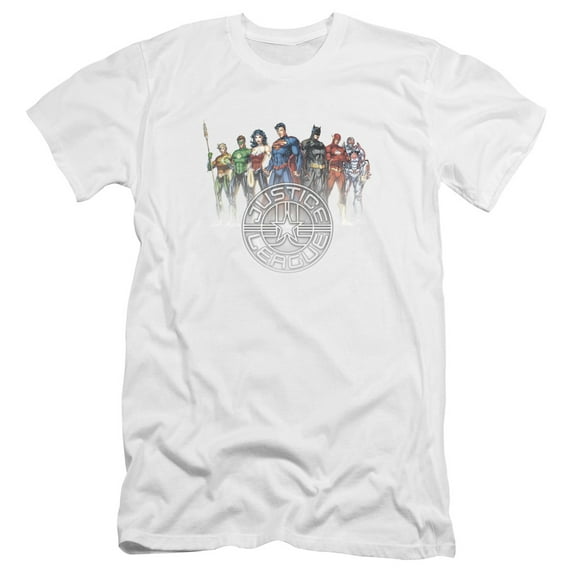 Jla - Circle Crest - Premium Slim Fit Short Sleeve Shirt - Small