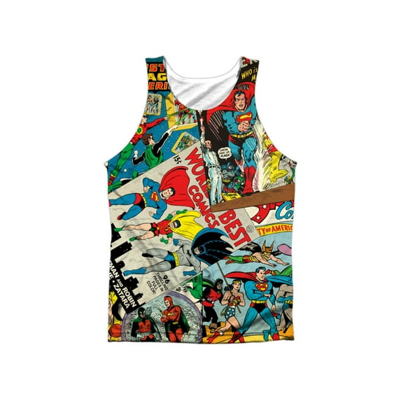JLA DC Comics Justice League Comics Collage Front/Back Print Tank Top Shirt
