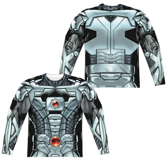 Jla - Cyborg (Front/Back Print) - Regular Fit Long Sleeve Shirt - XX-Large