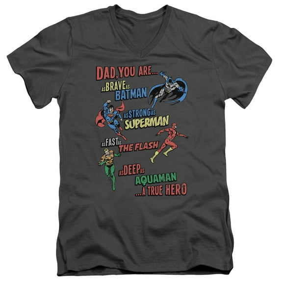 Jla - Dad Hero - Slim Fit V Neck Shirt - X-Large