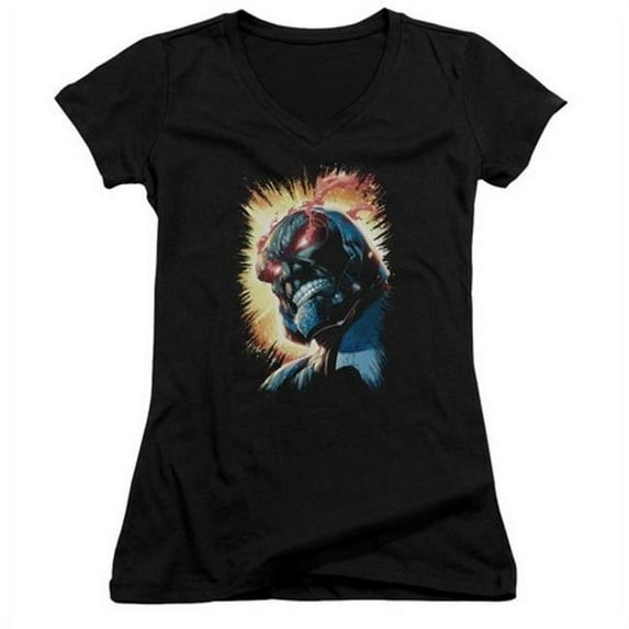 Jla-Darkseid Is Junior V-Neck Tee - Black - Small