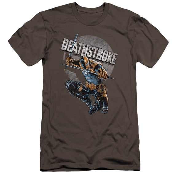 Jla - Deathstroke Retro - Premium Slim Fit Short Sleeve Shirt - Small