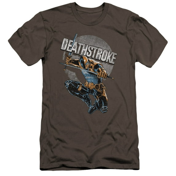 Jla - Deathstroke Retro - Premium Slim Fit Short Sleeve Shirt - Small