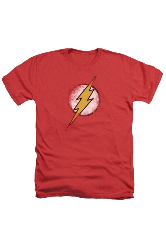 Jla - Destroyed Flash Logo - Heather Short Sleeve Shirt - XX-Large