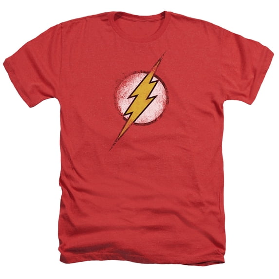 Jla - Destroyed Flash Logo - Heather Short Sleeve Shirt - XX-Large