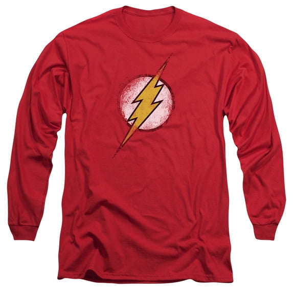 Jla - Destroyed Flash Logo - Long Sleeve Shirt - XX-Large