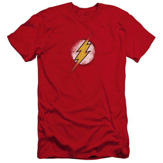 Jla - Destroyed Flash Logo - Premium Slim Fit Short Sleeve Shirt - Large