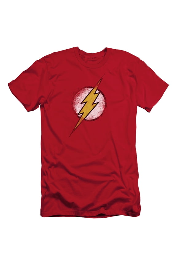 Jla - Destroyed Flash Logo - Slim Fit Short Sleeve Shirt - Large