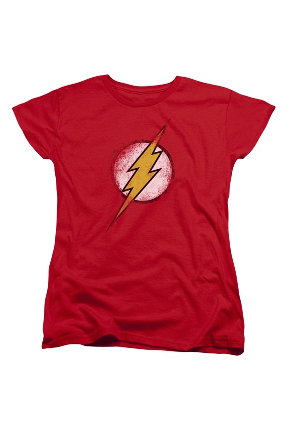 Jla - Destroyed Flash Logo - Women's Short Sleeve Shirt - Large