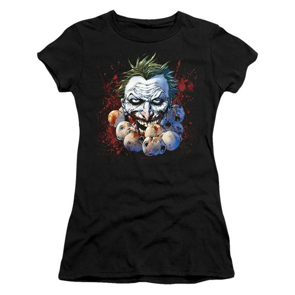 JLA Justice League Doll HeadS/S S Junior Women's T-Shirt Sheer Black