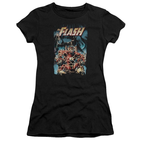 JLA Justice League Electric Chair S/S Junior Women's T-Shirt Sheer Black