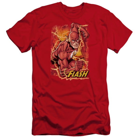 Jla - Flash Lightning - Premium Slim Fit Short Sleeve Shirt - X-Large