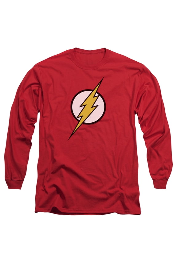 Justice League Of America Men's Flash Logo Long Sleeve Small Red