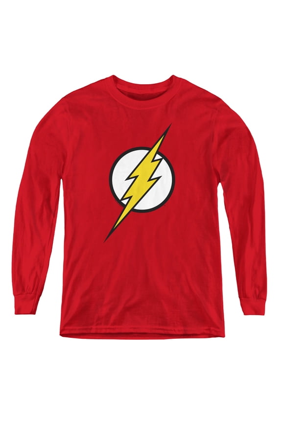 Jla - Flash Logo - Youth Long Sleeve Shirt - Large