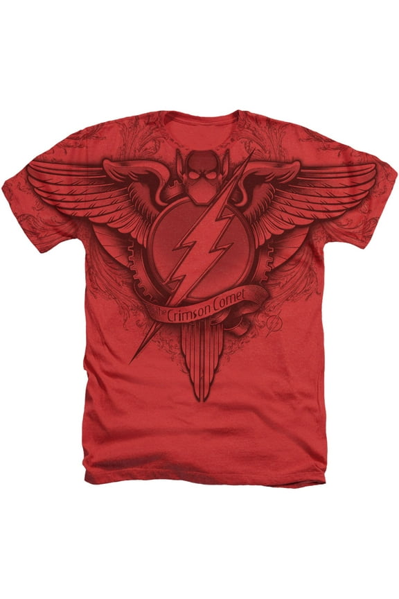 Jla - Flash Sublimation Winged Logo - Heather Short Sleeve Shirt - X-Large