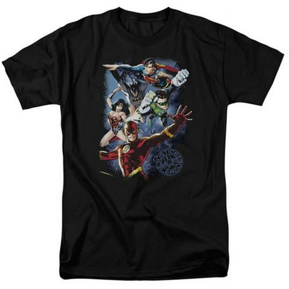 Jla-Galactic Attack Color Short Sleeve Adult 18-1 Tee, Black - Small