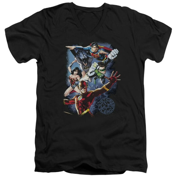 Jla - Galactic Attack Color - Slim Fit V Neck Shirt - Small