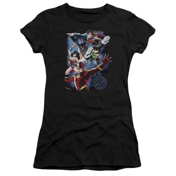 Jla - Galactic Attack Color - Juniors Teen Girls Cap Sleeve Shirt - Medium