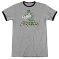 thumbnail image 1 of JLA Justice League Gl Rough Distress Adult Ringer T-Shirt Heather Black, 1 of 2