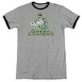 thumbnail image 1 of JLA Justice League Gl Rough Distress Adult Ringer T-Shirt Heather Black, 1 of 2