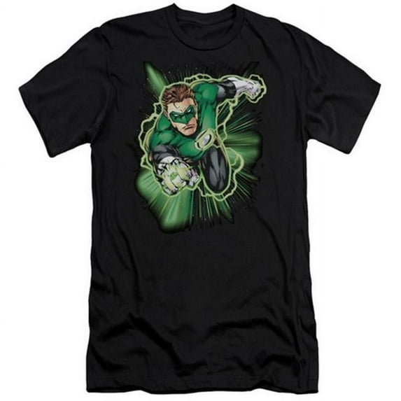 Jla-Green Lantern Energy Short Sleeve Adult 30-1 Tee- Black - 2X