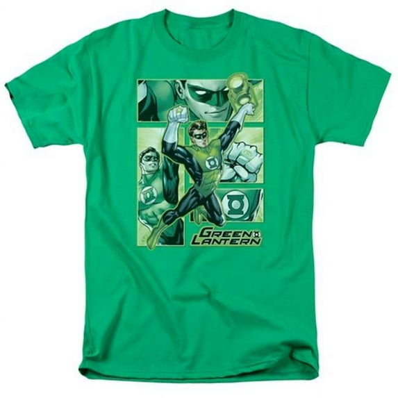 Jla-Green Lantern Panels Short Sleeve Adult 18-1 Tee- Kelly Green - 3X
