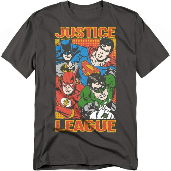 Justice League Of America Men's Hero Mashup T-shirt X-Large Charcoal