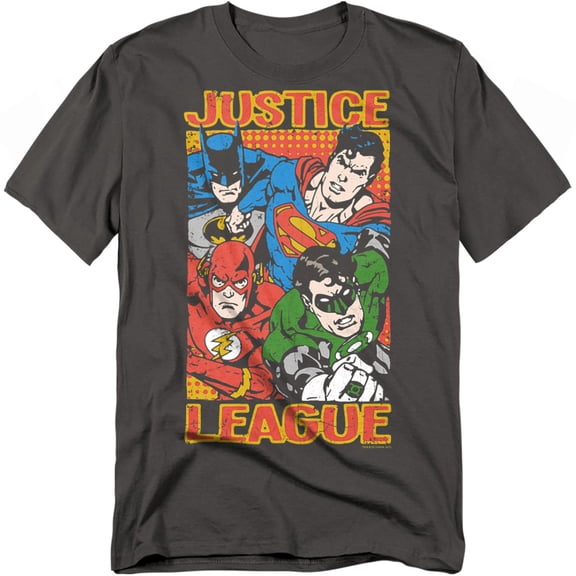 Justice League Of America Men's Hero Mashup T-shirt X-Large Charcoal