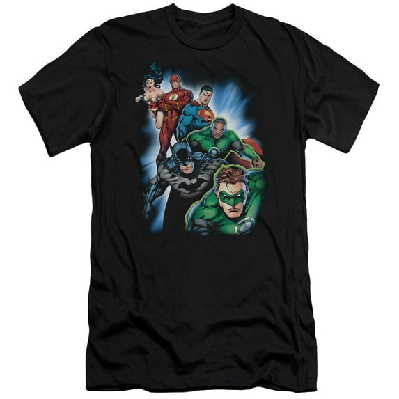 Jla - Heroes Unite - Premium Slim Fit Short Sleeve Shirt - X-Large