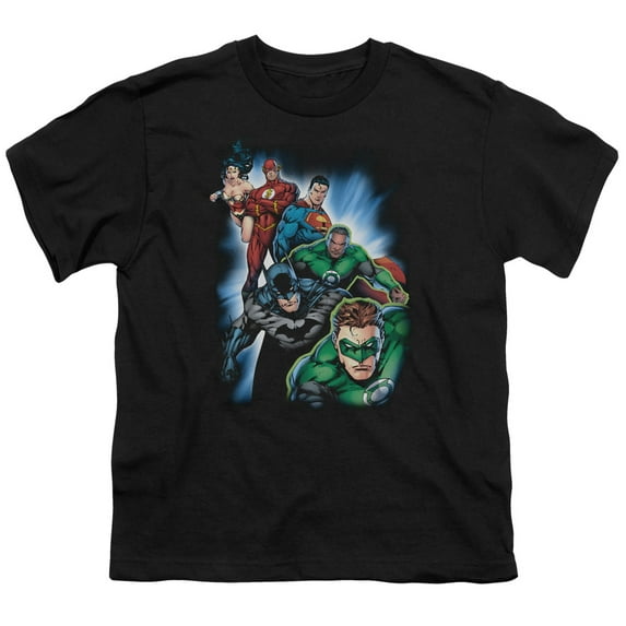 Jla - Heroes Unite - Youth Short Sleeve Shirt - Medium