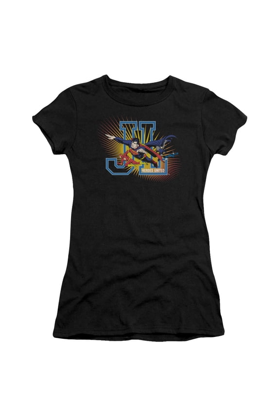 Jla - Heroes United - Juniors Teen Girls Cap Sleeve Shirt - Small