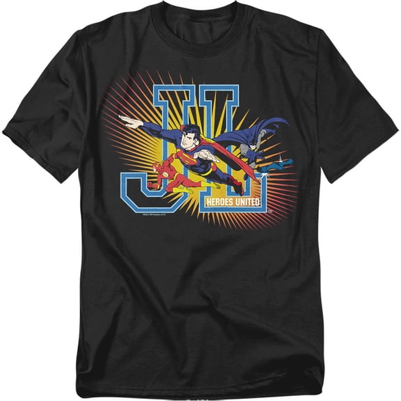 JLA T-Shirt Heroes United Unisex Graphic Tee For Men & Women Black 