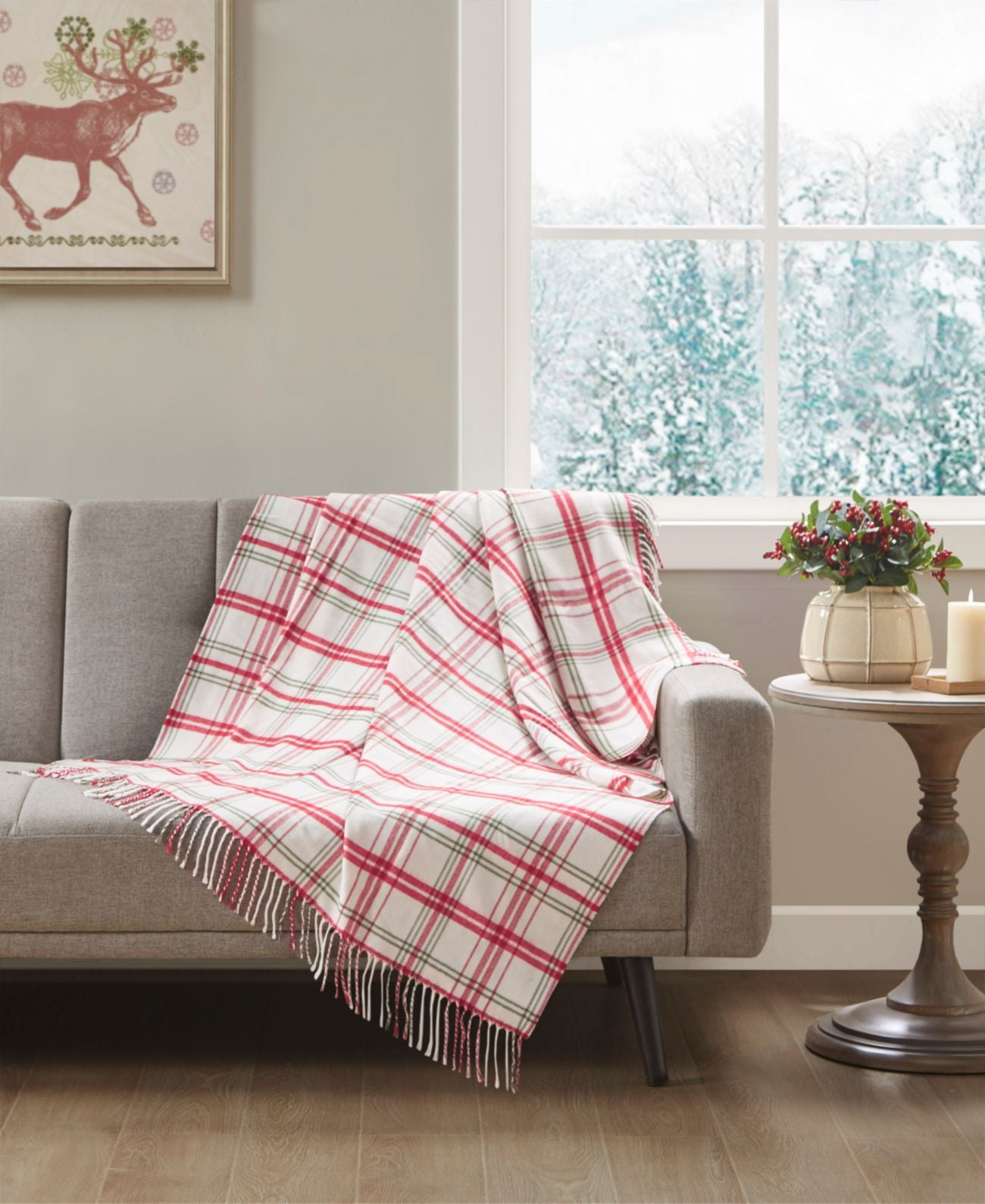Jla Home Holiday Plaid Throw 50 x 60 White Red Walmart