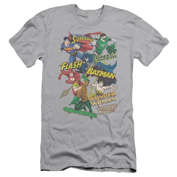 Jla - Justice Collage - Slim Fit Short Sleeve Shirt - Large