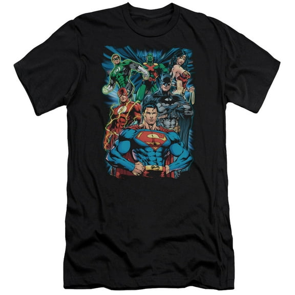 JLA Justice League Justice IS/Served S/S Adult 30/1 T-Shirt Black