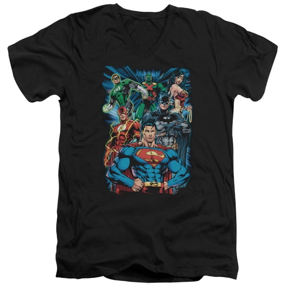 Jla - Justice Is Served - Slim Fit V Neck Shirt - Small