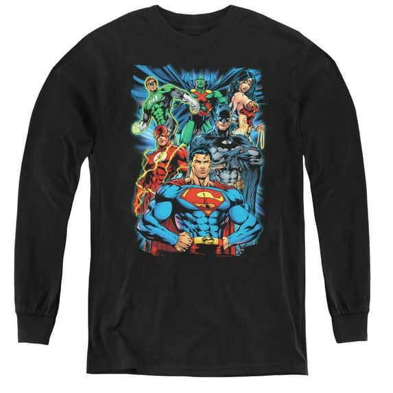 Jla - Justice Is Served - Youth Long Sleeve Shirt - Medium