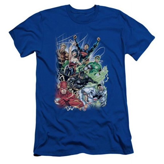 Jla-Justice League No.1 - Short Sleeve Adult 30-1 Tee - Royal, 2X