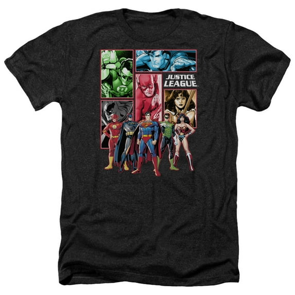 Jla - Justice League Panels - Heather Short Sleeve Shirt - X-Large