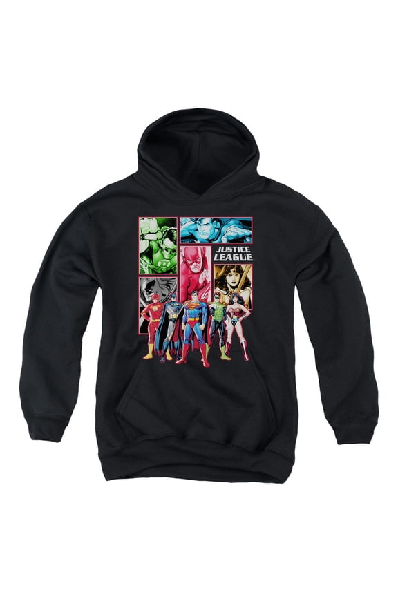 Jla - Justice League Panels - Youth Hooded Sweatshirt - Large